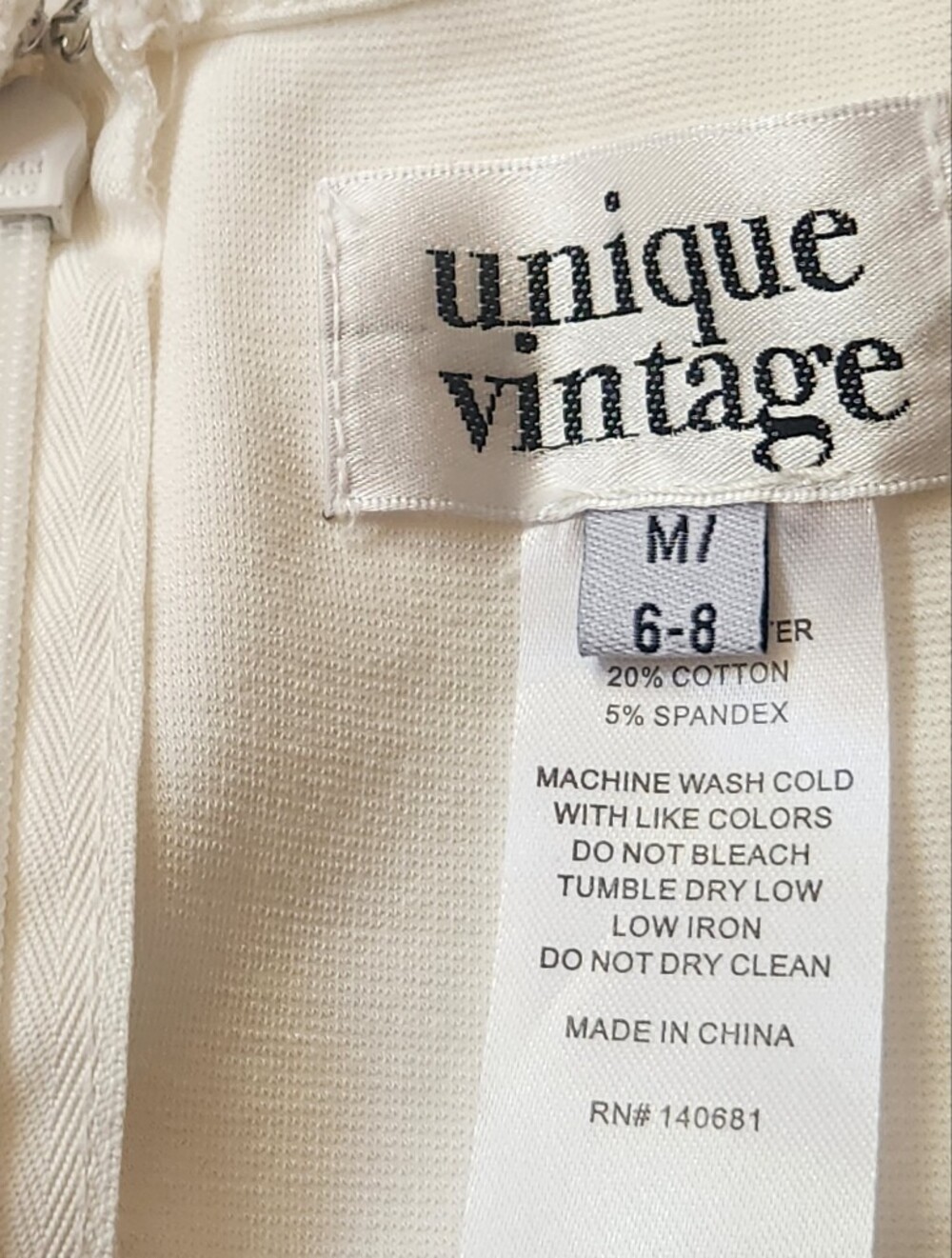 UNIQUE VINTAGE Ivory Princess Seam Pencil Dress - Size M - Picture 14 of 16